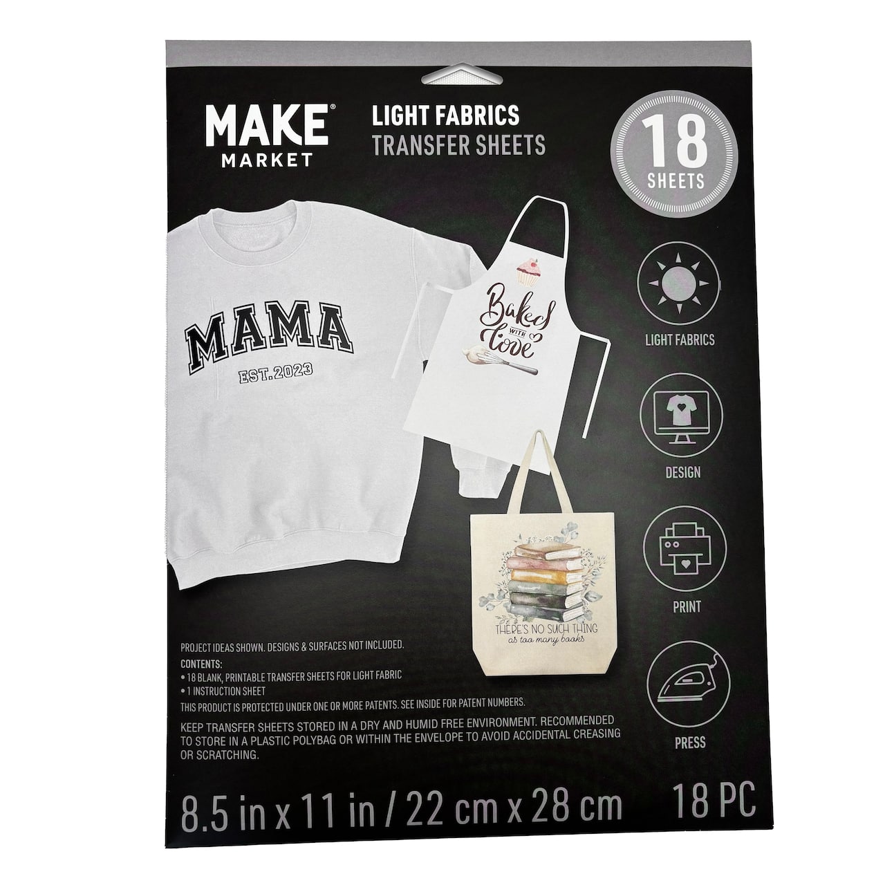 8.5" x 11" Light Fabric Transfer Sheets, 18ct. by Make Market®